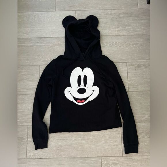 Disney Mickey Mouse Ears Black Drawstring Hoodie size M - Picture 1 of 5